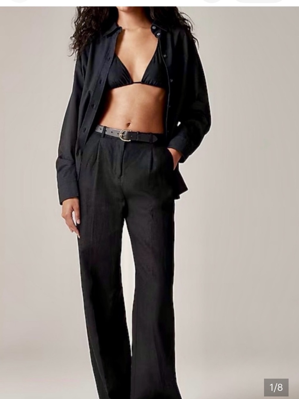 J. Crew Black Essential Wide Leg Linen Pants